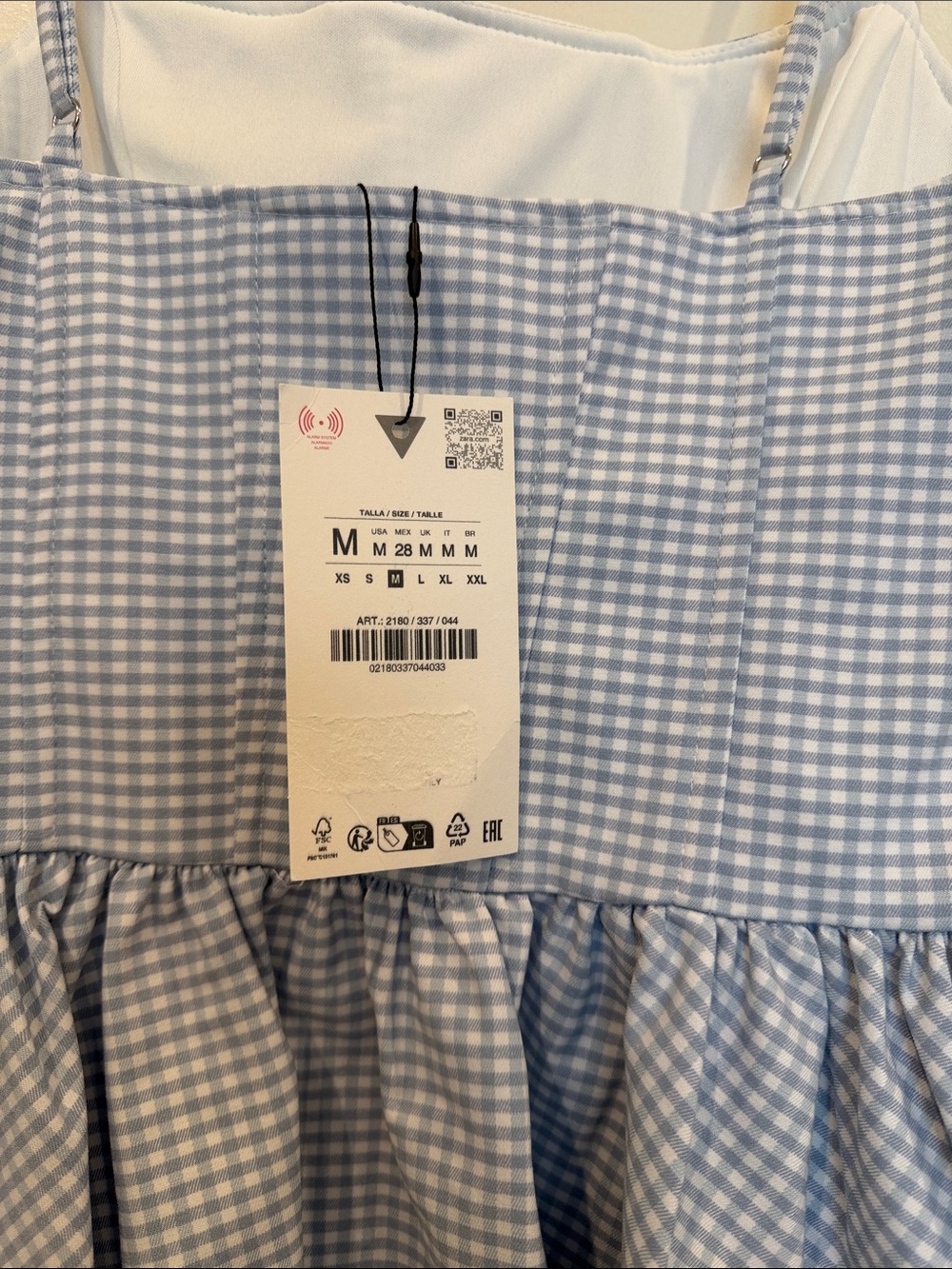 Zara Mini Blue/White Gingham Dress - Picture 3 of 6
